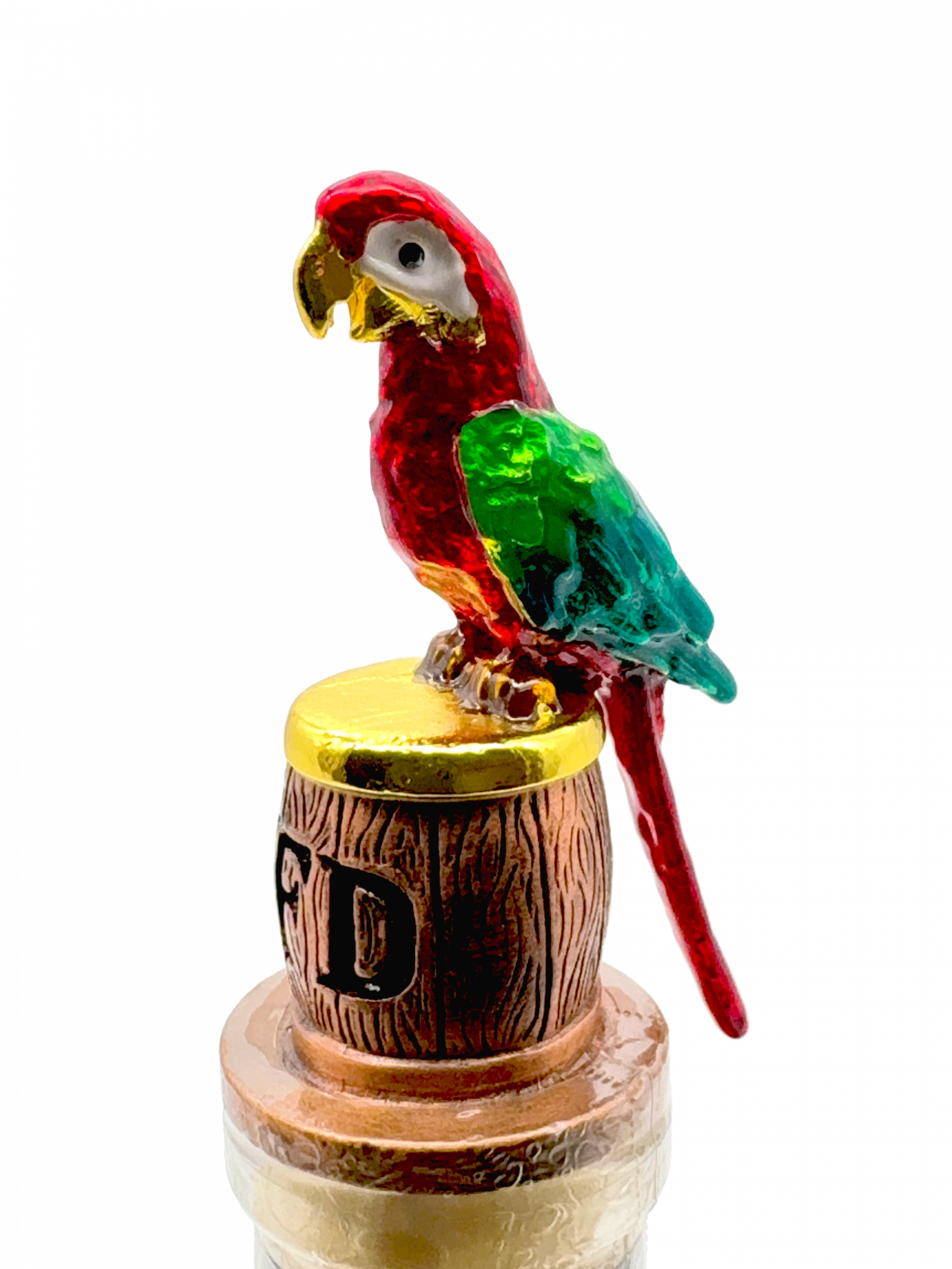 Ex-Bourbon-Fass mit Rumflasche davor