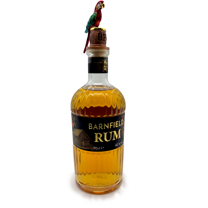 Rumflasche mit leuchtendem Papagei-Stöpsel